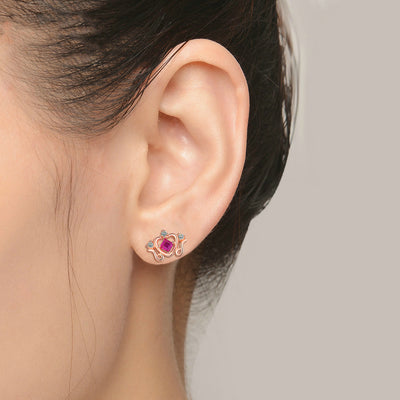 Aretes de Rubí Natural en Plata Esterlina 925