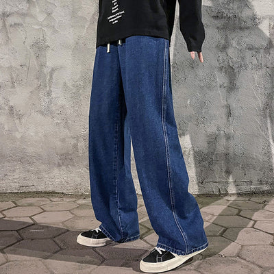Jeans Rectos Holgados Estilo Retro Lavado Vintage para Hombre - Image 3