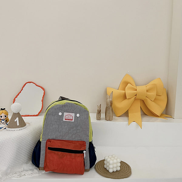 Mochila Infantil de Lona, Simple y Ligera con Protección de Columna para Niños y Niñas