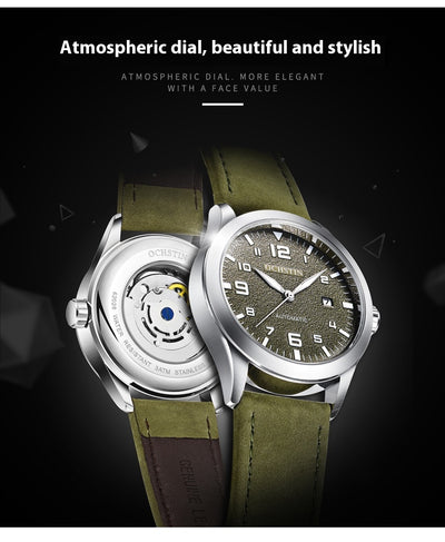 Reloj Mecánico Automático Retro Cuero Genuino Estilo Ejecutivo - Image 12