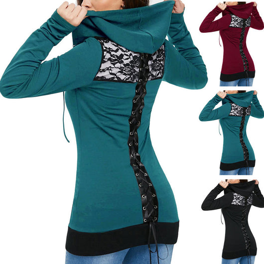 Abrigo Deportivo para Mujer con Capucha y Detalles de Encaje - Image 10