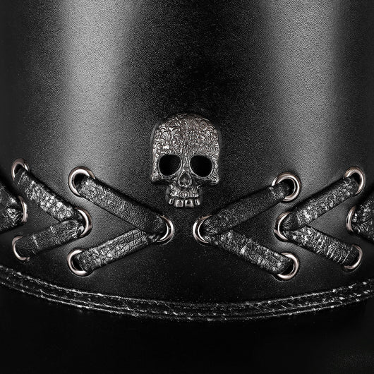 Sombrero de Copa Negro con Calavera Punk para Halloween - Image 3