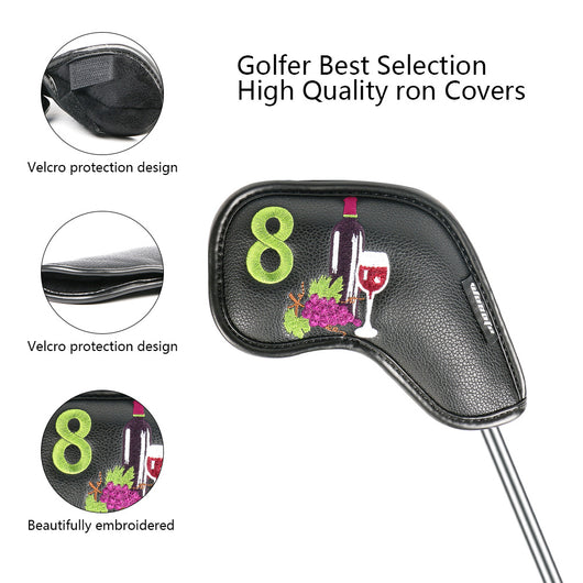 Funda Protectora Premium para Hierros de Golf con Diseño Patrón Vino - Image 3