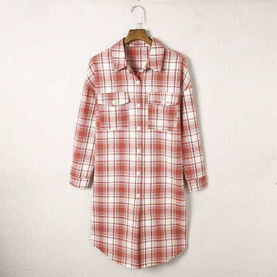 Abrigo Camisero Cuadros para Mujer - Largo Medio - Image 3