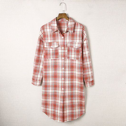 Abrigo Camisero Cuadros para Mujer - Largo Medio - Image 3