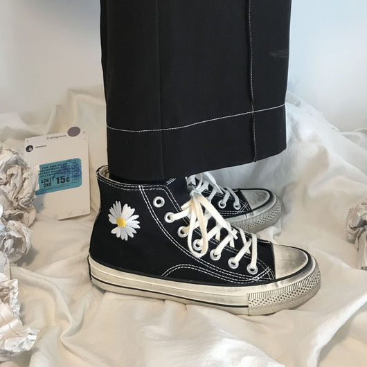 Zapatillas Retro Altas de Lona Negra Estilo Estudiante - Image 18