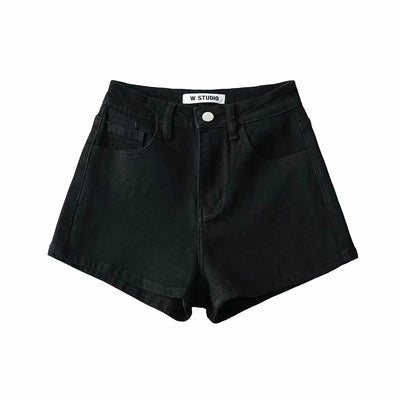 Shorts de Mezclilla Cintura Alta Básicos Elásticos con Textura Acanalada - Image 2