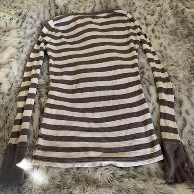 Blusa Manga Larga a Rayas con Cuello Redondo para Mujer - Image 14
