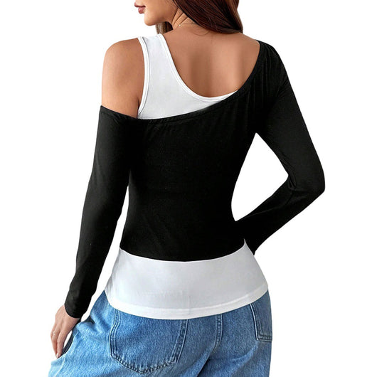 Blusa Asimétrica con Detalles en Blanco y Negro - Diseño Exclusivo para Mujer - Image 6