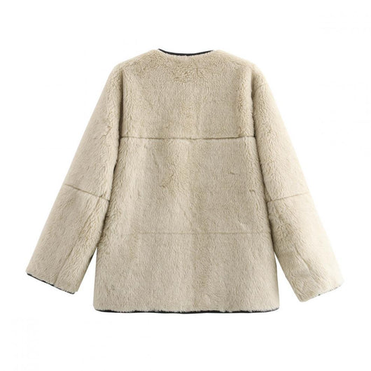 Abrigo de Peluche Tricolor para Mujer - Image 13