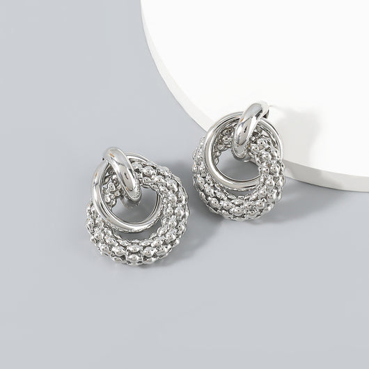Aretes Geométricos Hueco de Aleación - Diseño Minimalista Europeo y Americano para Mujer - Image 6