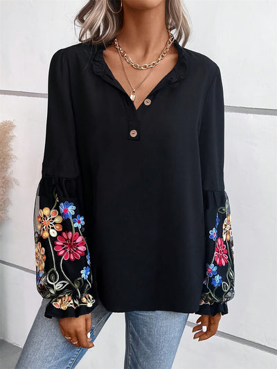 Blusa Larga de Mujer Estilo Europeo y Americano con Cuello en V para Verano - Image 10