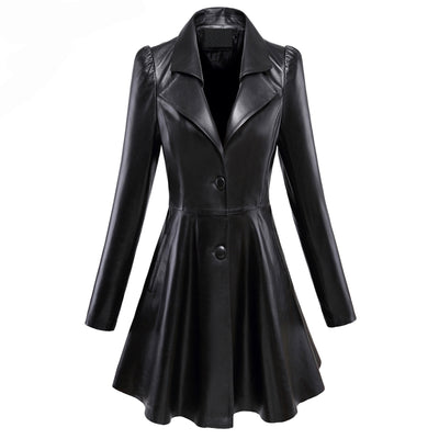 Abrigo Largo de Cuero Oversized con Bajo Amplio - Image 10