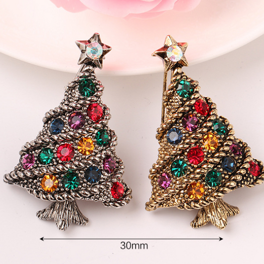 Broche Vintage de Árbol Navideño con Diamantes - Image 13
