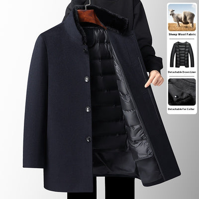 Sobretodo de Lana para Hombre con Forro de Plumas Desmontable - Image 3