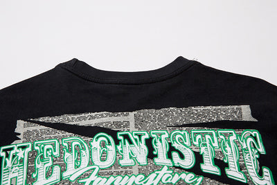 Camiseta Hip Hop Urbana con Estampado Cartoon Desgastado para Hombre - Image 7