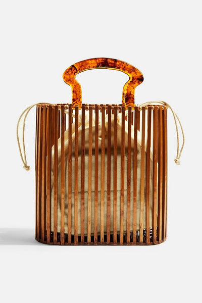 Bolsa de Playa Tejida con Asas de Acrílico y Detalles de Bambú - Image 5