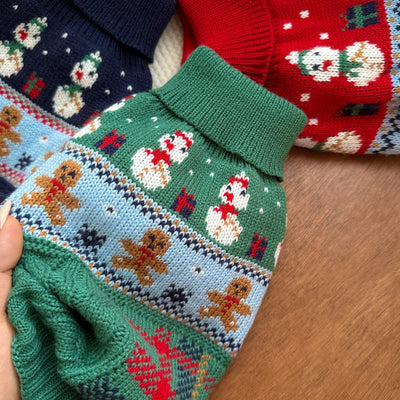 Suéter Navideño para Mascotas - Diseño Muñeco de Nieve y Jengibre - Image 7