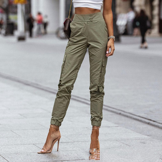 Pantalones de Trabajo Casual Verde Militar para Mujer - Image 5