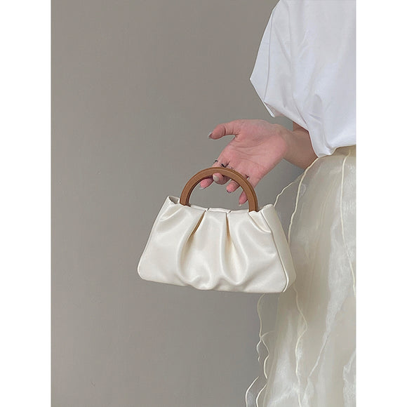 Bolso Pequeño Plegable con Asa de Madera - Diseño Nube