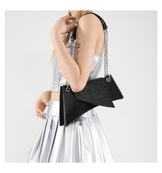 Cartera Cuadrada de Cuero Brillante con Patrón de Piedra para Mujer - Image 44
