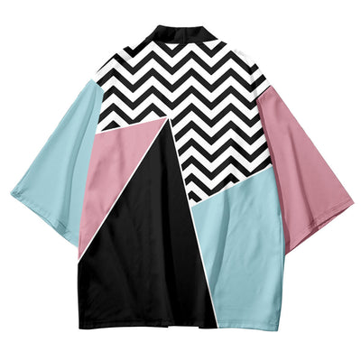 Kimono Haori de Verano con Estampado de Paisaje y Bloques de Color - Cardigan Suelto para Hombre - Image 5
