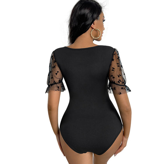 Jumpsuit Ajustado de Manga Corta para Primavera y Verano - Image 5