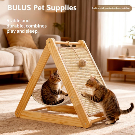 Árbol para Gatos de Madera Maciza Resistente y Fácil de Limpiar
