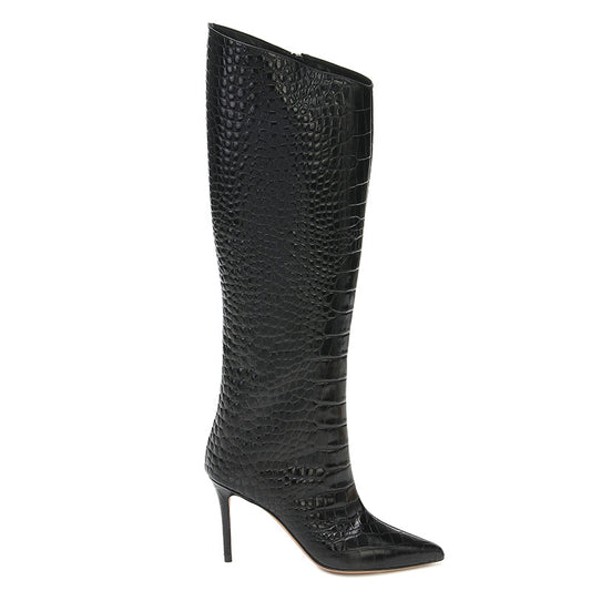 Botas Stiletto Hasta la Rodilla con Punta Afilada y Cierre Interno