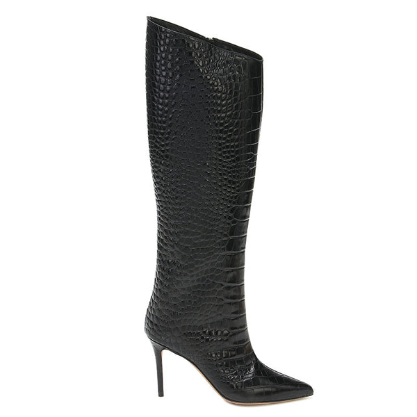 Botas Stiletto Hasta la Rodilla con Punta Afilada y Cierre Interno