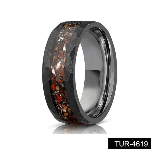 Anillo de Acero Tungsteno 8mm Negro Patrón Martillado - Image 5