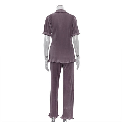 Conjunto Casual: Blusa Verde Manga Corta + Pantalón Plisado Talle Alto - Image 19