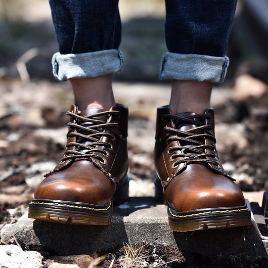 Botas Martin Hombre Corte Medio Estilo Británico Versátiles - Image 19