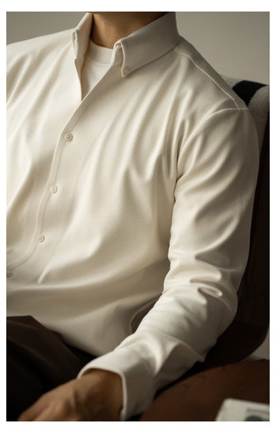 Camisa Casual de Cuello Vuelto Manga Larga para Hombre - Diseño Cálido y Versátil - Image 17