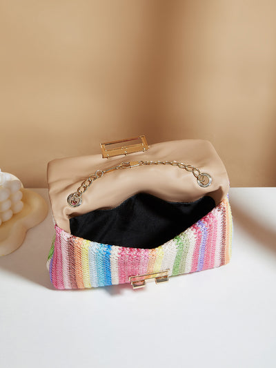 Bolsa de Hombro Tejida con Cierre de Candado para Mujer - Image 9
