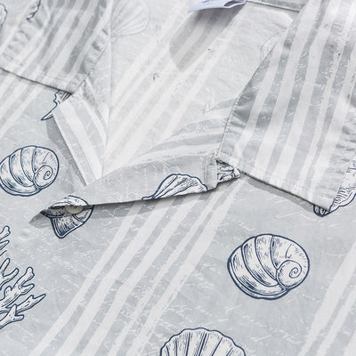 Camisa Suelta Estilo Japonés con Estampado Shell y Solapa - Image 15