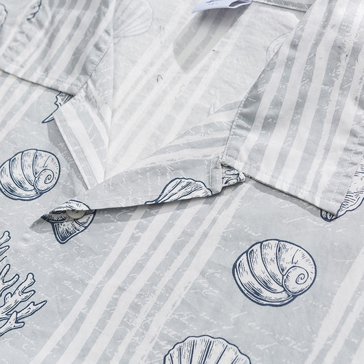 Camisa Suelta Estilo Japonés con Estampado Shell y Solapa - Image 15