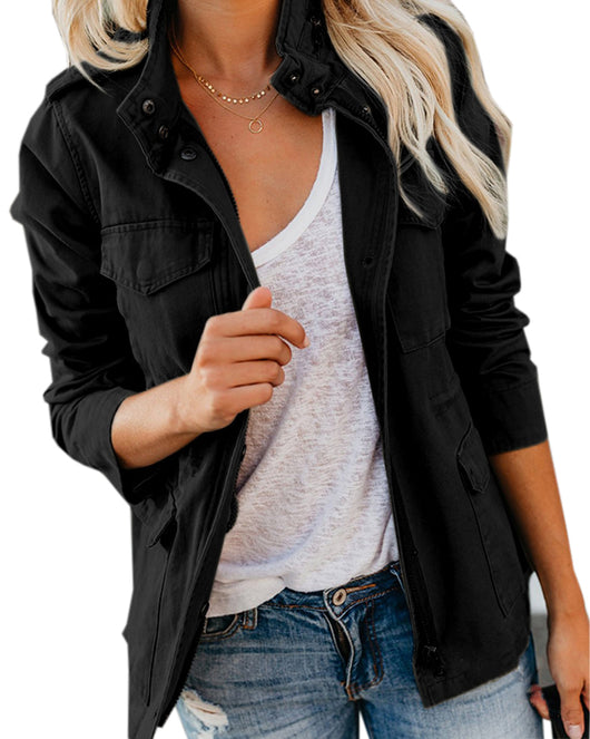 Chaqueta Casual para Mujer con Solapa y Cierre de Cremallera - Image 8