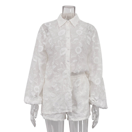 Conjunto Transparente con Bordados y Short de Talle Alto - Image 5