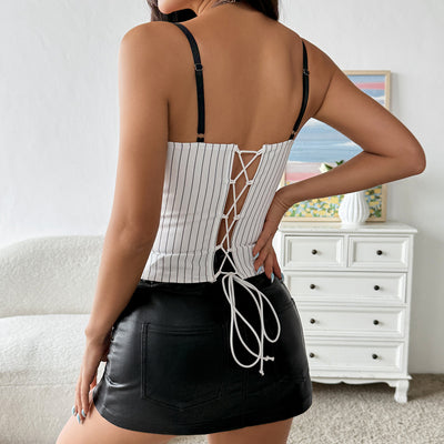 Chaleco Rayado con Cintura Ajustable y Lazo Anudable - Image 9