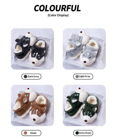 Pantuflas Husky Cartoon de Algodón Puro para Hombre - Cálidas y Cómodas para Invierno - Image 17