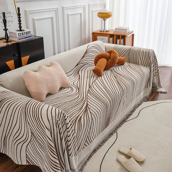 Funda de Sofá con Chaise Longue y Borlas Decorativas