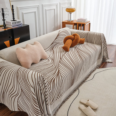 Funda de Sofá con Chaise Longue y Borlas Decorativas