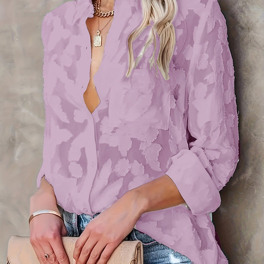 Camisa Elegante de Jacquard con Botones - Image 7