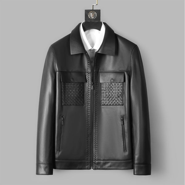 Chaqueta de Cuero Genuino Tipo Business con Solapas Cortas - Estilo Ejecutivo