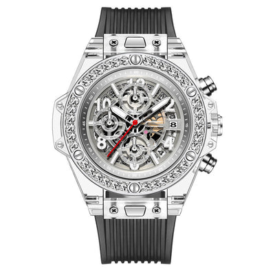 Reloj de Cuarzo Transparente con Incrustaciones de Diamantes Resistente al Agua - Image 12
