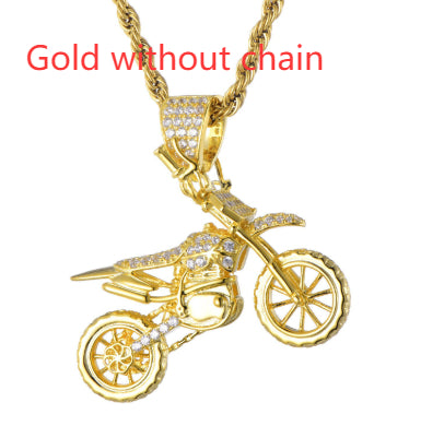 Dije Motociclista Hip Hop Chapado en Oro con Circonitas - Image 9