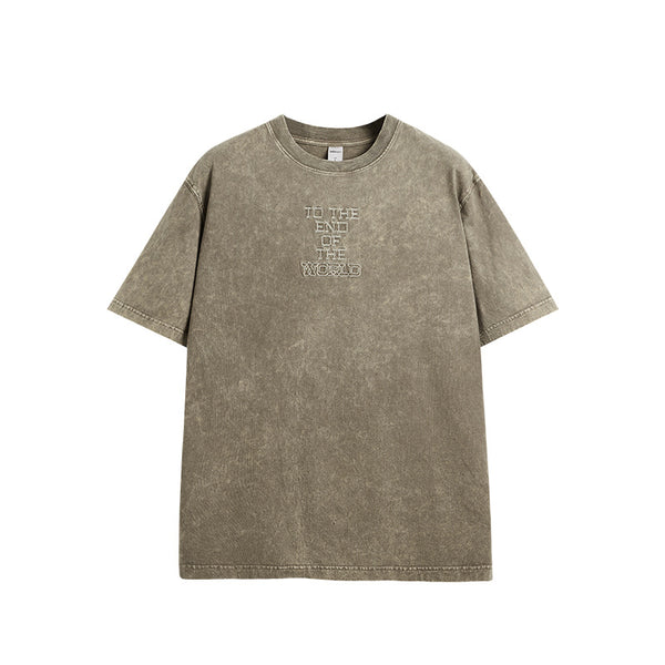 Camiseta Retro Vintage Lavada con Bordados para Hombre - Image 4