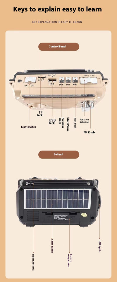 Radio Portátil Solar con Altavoz Bluetooth para Aventuras al Aire Libre - Image 12