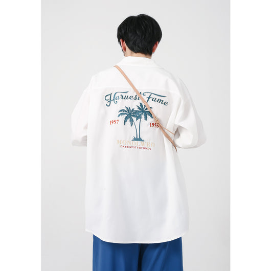 Camisa Manga Larga con Bordado de Letras Coreanas - Estilo Casual Moderno - Image 4